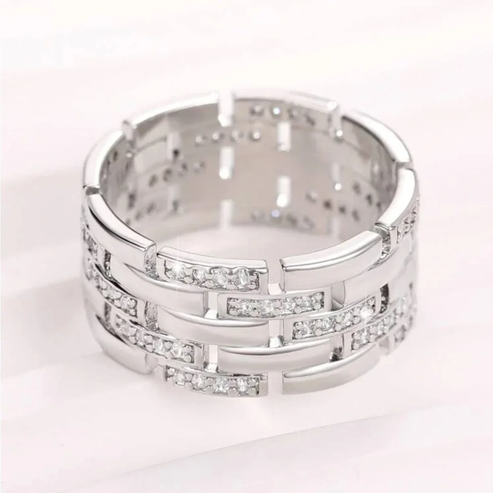 Silver multi row ring - Picture 2 of 3